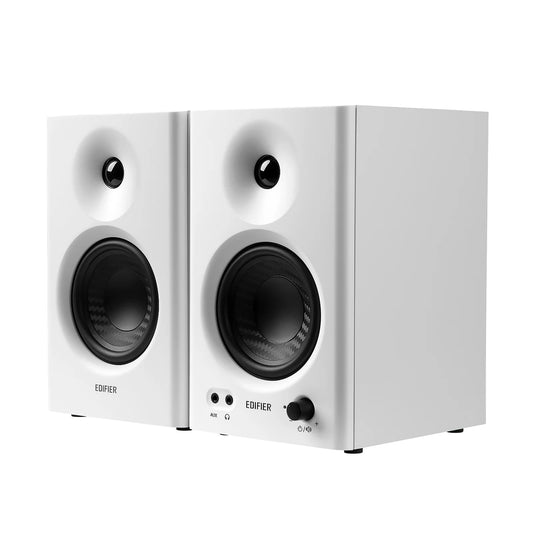 MR4 Powered Studio Monitor Speakers, 4" Active Near-Field Monitor Speaker - White (Pair)