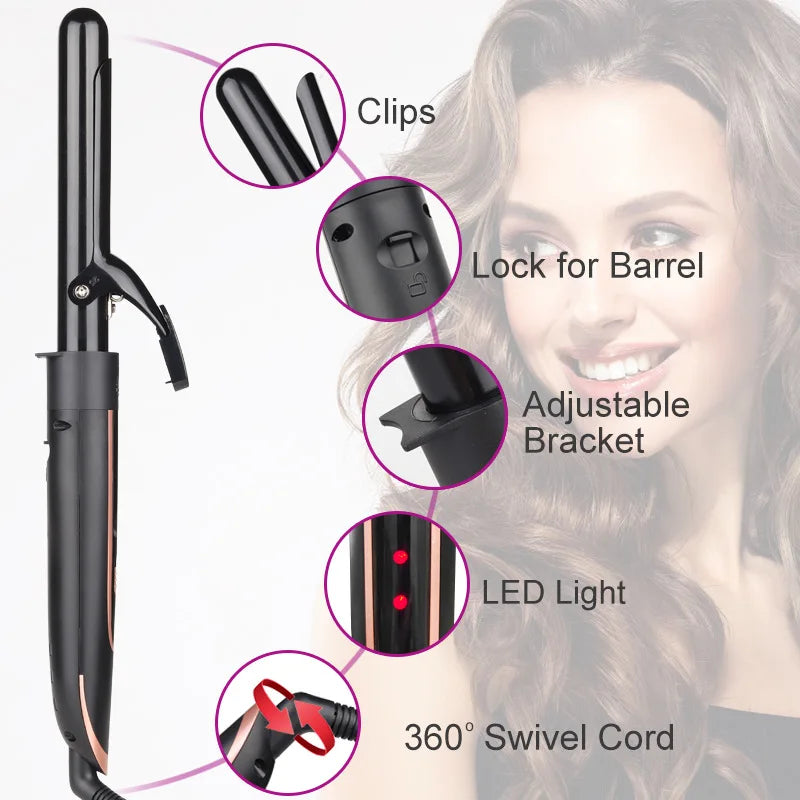 5 in 1 Hair Curler LED Light Display Multi-Function Head Changing Curling Iron 5 in 1 Changing Tube Curling Iron