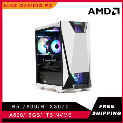 Gaming PC Ryzen 5 7600 RTX4070/3070 1TB NVME Desktop Computer for System Unit Pc Customize Pc Gamer Complete