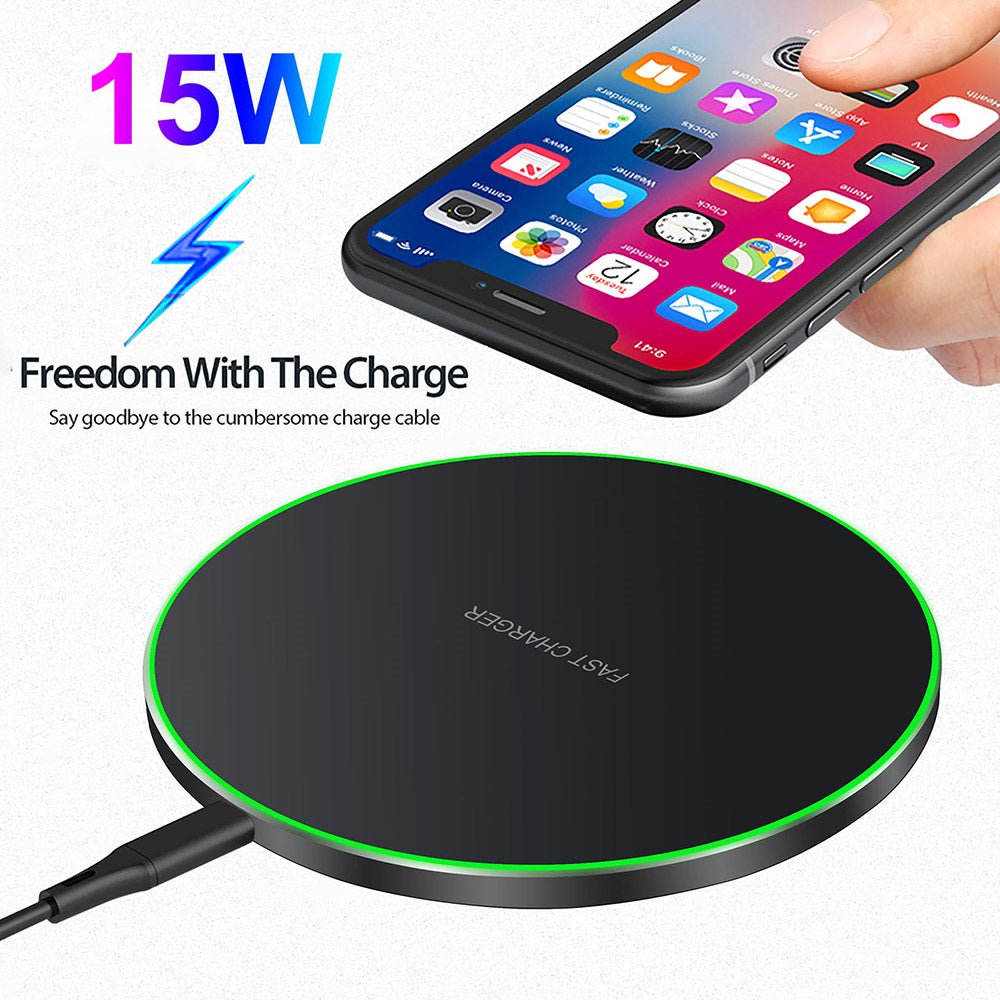 Wireless Charger 15W Fast Charge Aluminum Wireless Charging Pad for Iphone 15Pro Max 15 14 13 12 11/XS/XR/8, Samsung Galaxy S23 S22/S21, Note 20/10