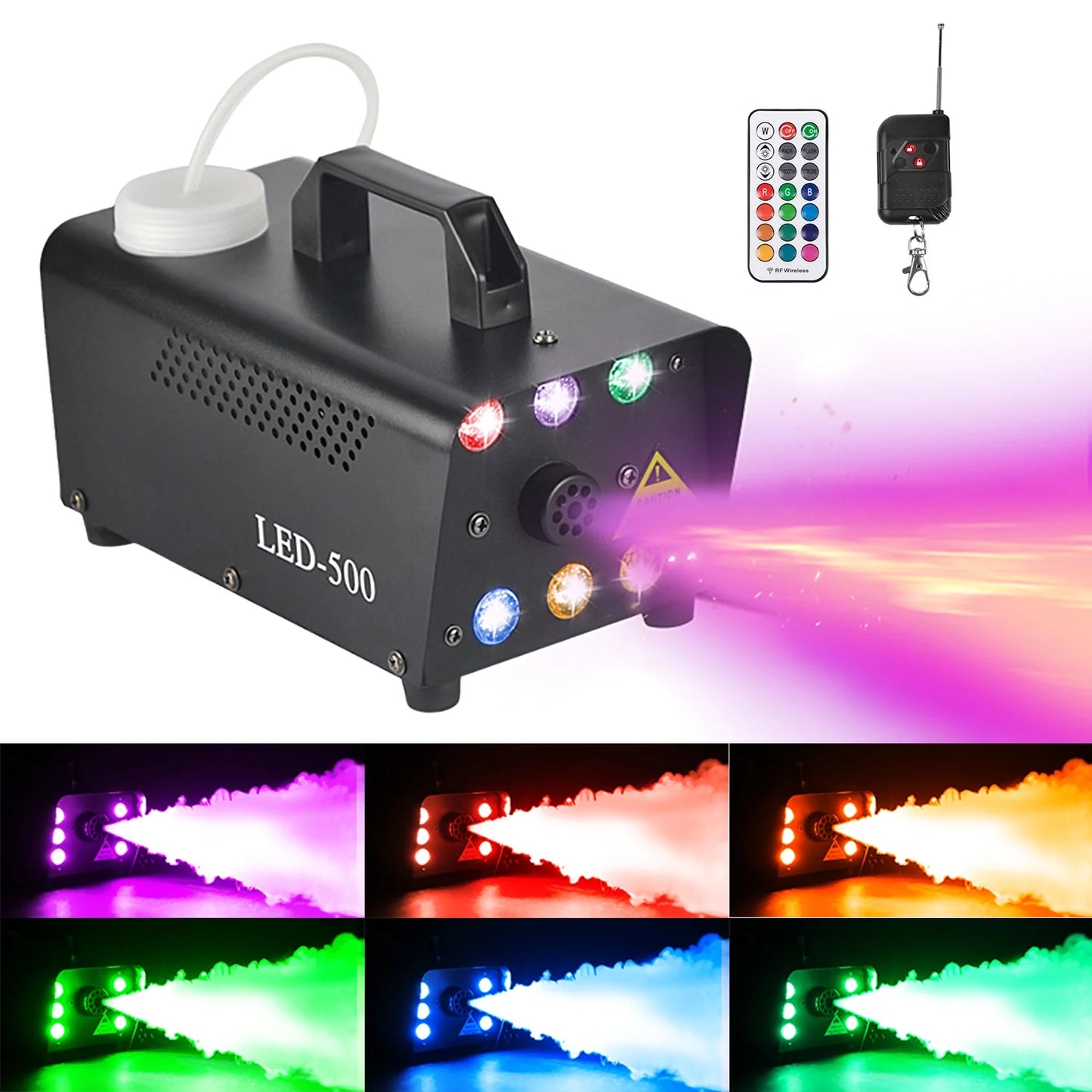 Halloween Fog Machine,500W Outdoor Fog Machine with 13 Colorful LED Lights & Wireless Remote Control for Wedding,Halloween,Party and Indoor