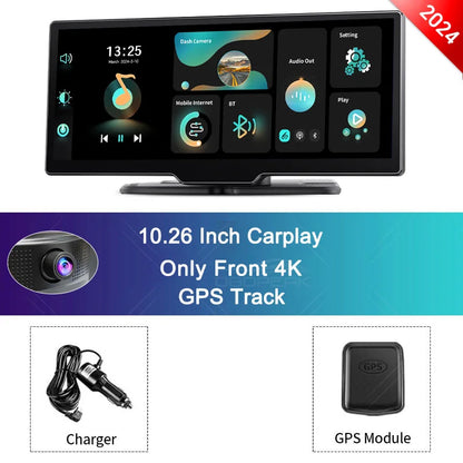 2024 K2 10.26" Dash Cam 4K 2160P Rearview Camera Carplay & Android Auto GPS Navigation with Voice Control Car DVR BT FM Monitor